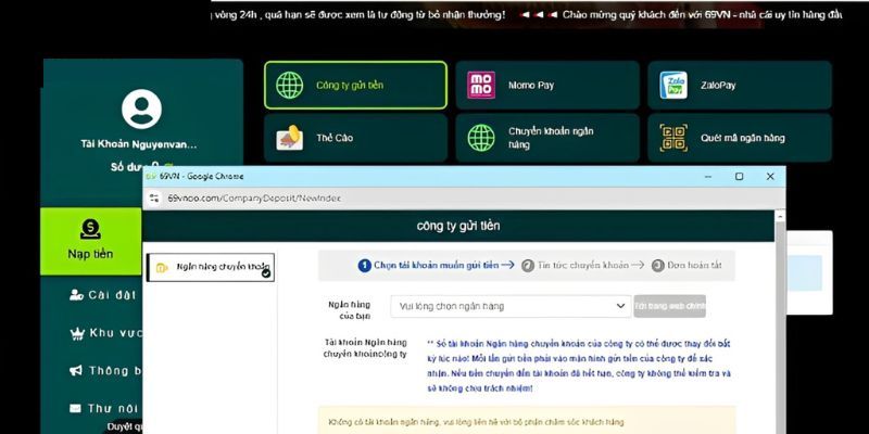 Nạp tiền 69VN qua thẻ cào điện thoại